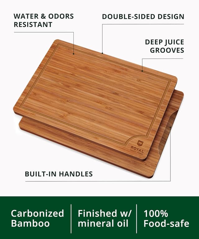 Detalle de ROYAL CRAFT WOOD 3-Piece Bamboo Cutting Board Set ๐ฝ