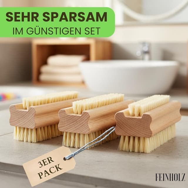 Detalle 1 de FEINHOLZ Handbürste Holz Nagelbürste 3er-Set