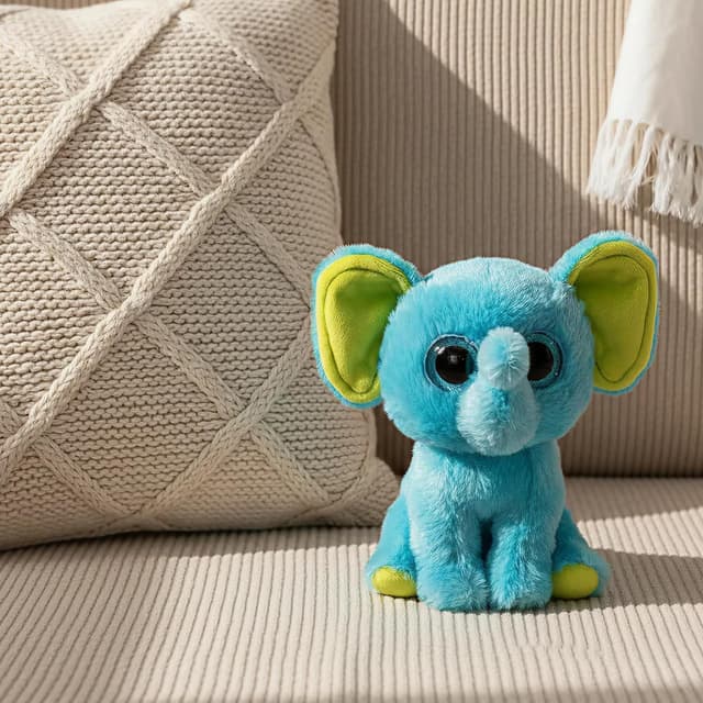 Detalle de TY Beanie Boos Trunkles, l’elefantino blu con occhi azzurri glitter (15 cm) T37359