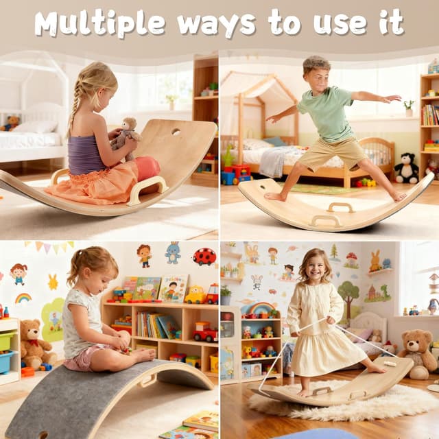 Thumbnail 5 de LGMCF Wooden Wobble Balance Board 80x30CM