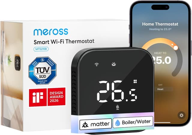 Detalle de meross Smart Thermostat (Matter) WLAN für Fußbodenheizung & Boiler – digitaler Heizungsthermostat