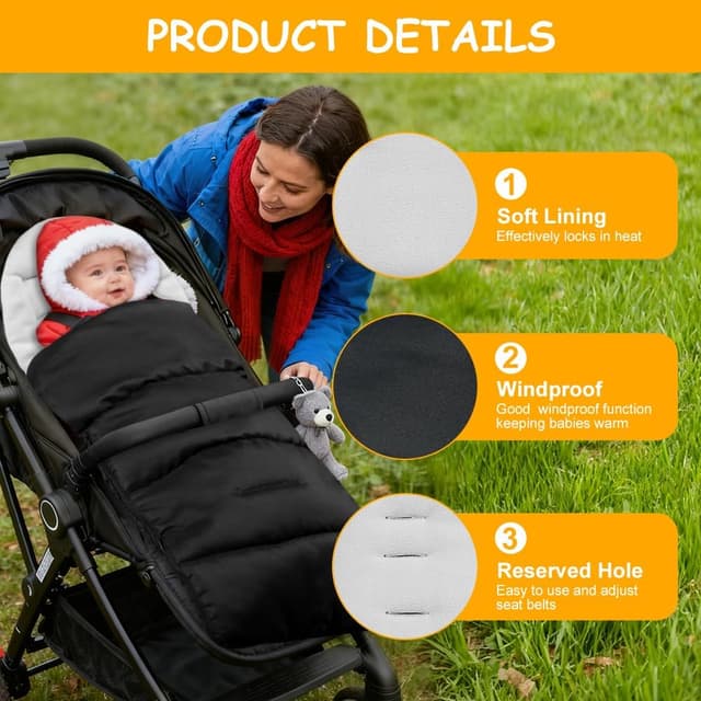 Detalle de AOOWU chancelière bébé imperméable pour poussette (emmaillotage, hiver)