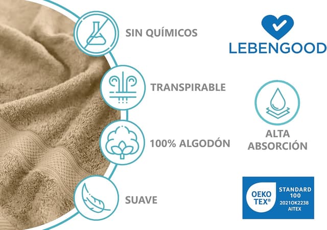 Thumbnail 2 de LEBENGOOD Juego de Toallas 70x140 550gsm