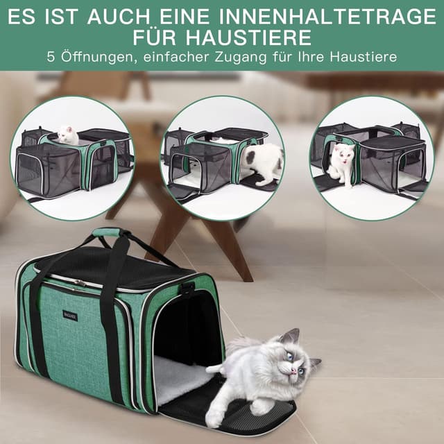 Thumbnail 6 de BAGLHER Expandable Cat Carrier with Travel Litter Box (Green) – collapsible, leak-proof travel crate