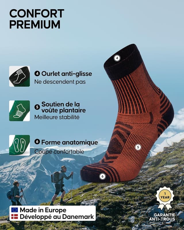 Thumbnail 2 de DANISH ENDURANCE Chaussettes Mérinos Randonnée