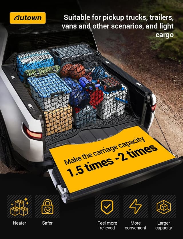 Detalle de AUTOWN Cargo Net for Truck Bed, 1-inch mesh