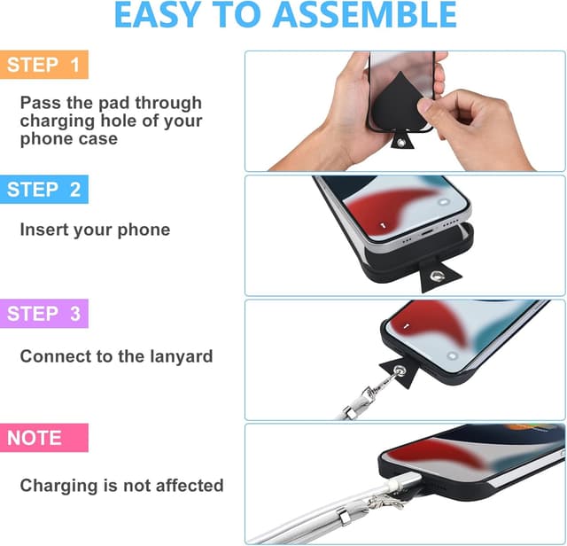 Detalle de Vicloon Cordino per cellulare regolabile con tracolla, 2 pezzi: pratico e universale per fissare telefono e accessori