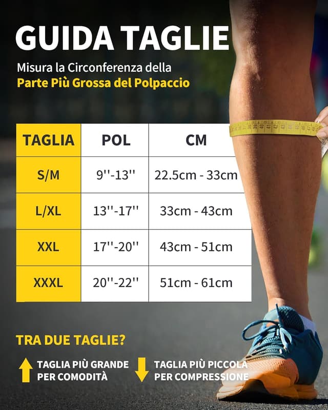 Detalle de CAMBIVO Polpaccera Compressione uomo/donna: gambaletti con compressione graduata (2 paia) senza piede