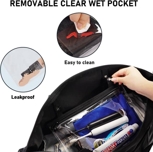 Detalle 2 de ECOHUB Easyjet 30L Cabin Bag (45x36x20cm) with Removable Wet Pocket & Underseat Travel Holdall - Black