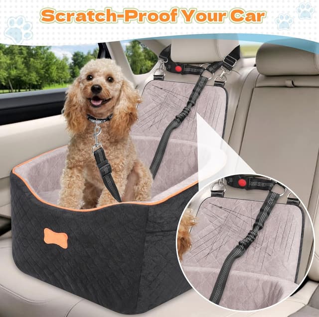 Detalle de COCASES Dog Car Seats for Small Medium Dogs – Detachable, Washable Booster Seat with Seat Belt