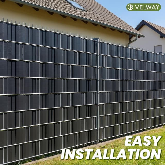 Thumbnail 6 de Velway Strisce Frangivista in PVC per recinzione a doppio picchetto, 35 m x 19 cm (450 g/m²) con 25 clip