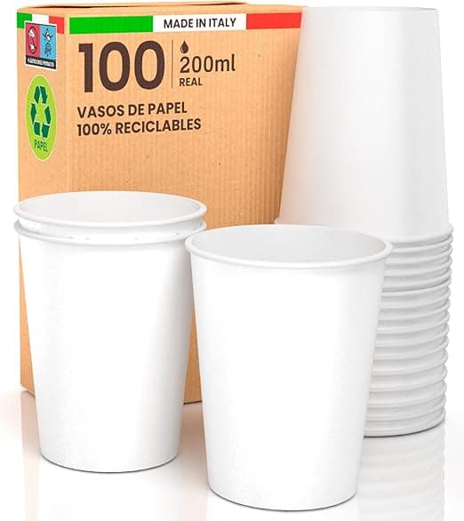 Detalle de Vasos desechables de papel 7oz - Café y bebidas calientes