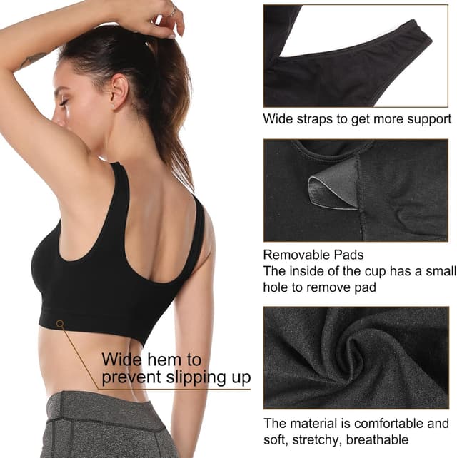 Detalle de Onory 3-Pack Wirefree Padded Sports Bras for Women (Medium Support)