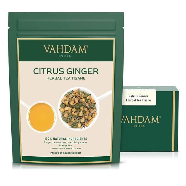 Detalle de VAHDAM Citrus Ginger 100g KrĂ€utertee đ”