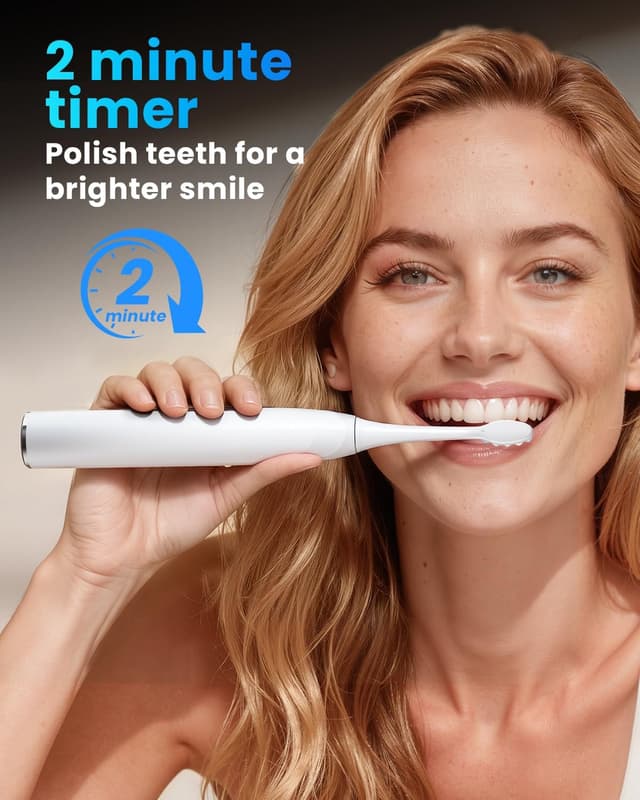 Detalle de Onlyone Sonic Electric Toothbrush for Adults with 8 Brush Heads, 5 Modes, Smart Timer, Travel Case & Wireless Charging