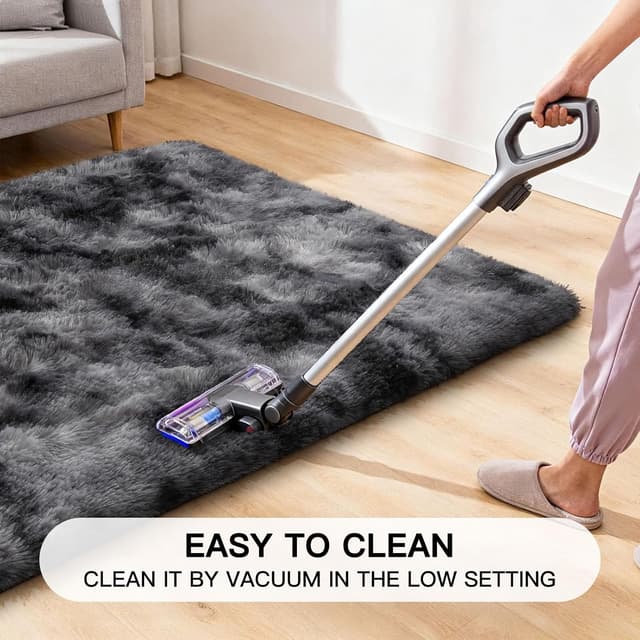 Detalle 1 de Sour Lemon Rugs Living Room 160x230cm Grey Shaggy Rug with Non-Slip Dots