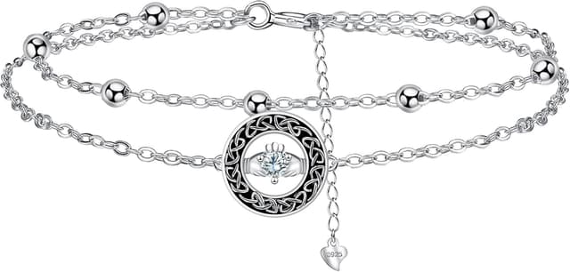Detalle de Bracelet femme J.MUEN en argent sterling 925 avec cœur en zircone cubique – réglable (17 cm + 4)