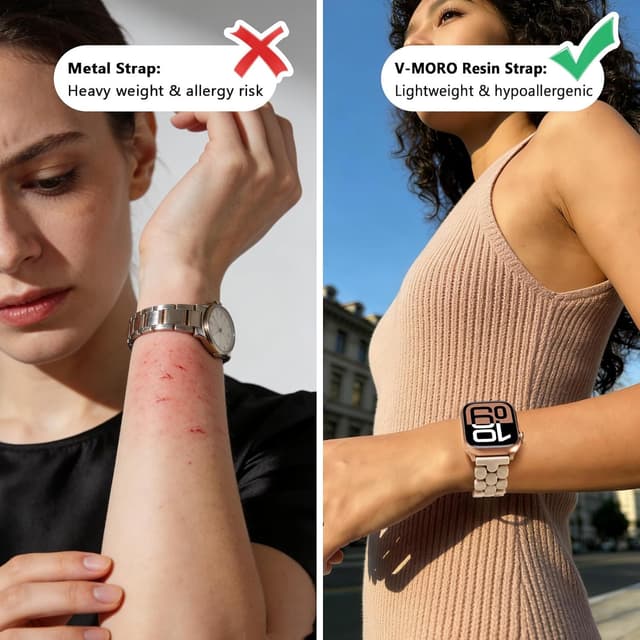 Detalle de V-MORO Cute Resin Band for Apple Watch (SE-Oatmeal) — 38mm, 40mm, 41mm, 42mm