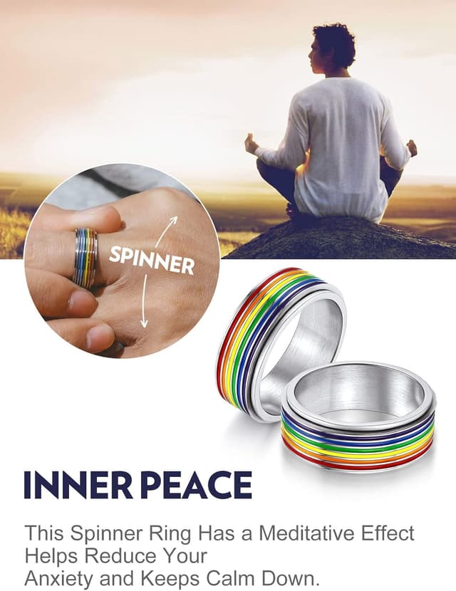 Detalle 2 de Bandmax Bague LGBT tournante 7,8 mm