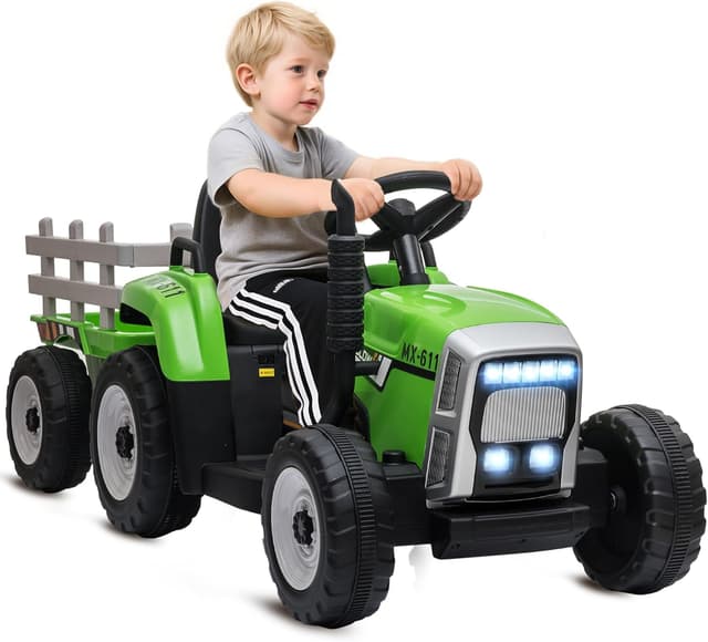 Detalle de HOMCOM Tracteur électrique 12V avec remorque enfants