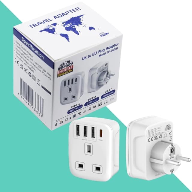 Detalle 2 de Double Dragon 20W UK to EU Travel Adapter