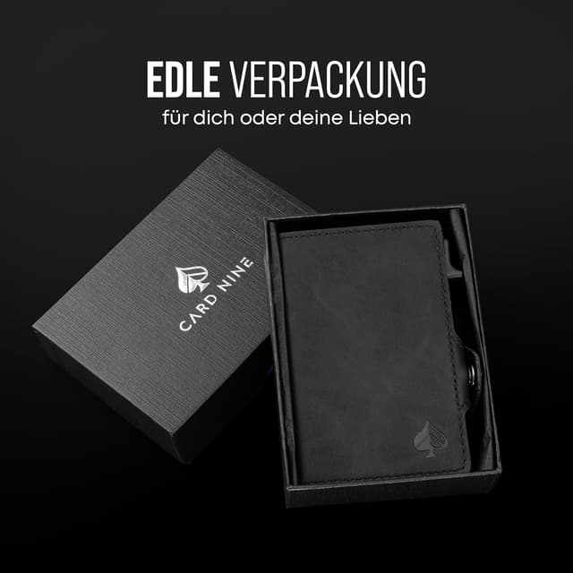 Thumbnail 6 de CARD Nine! Clip Wallet mit RFID-Schutz – Slim Cash Clip Geldbörse mit Kartenetui und Münzfach (Schwarz)