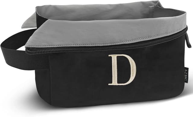 Detalle de A-Z BAG Beauty case da viaggio con apertura ampia e organizer impermeabile (borsa per il trucco personalizzata) - D, Nero