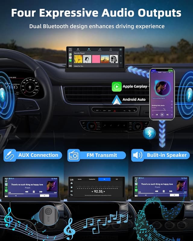 Detalle de CarPlay/Android Auto Display (10,26 Zoll) mit Superlink-Streaming & Basishalterung – Einbindung ins Armaturenbrett
