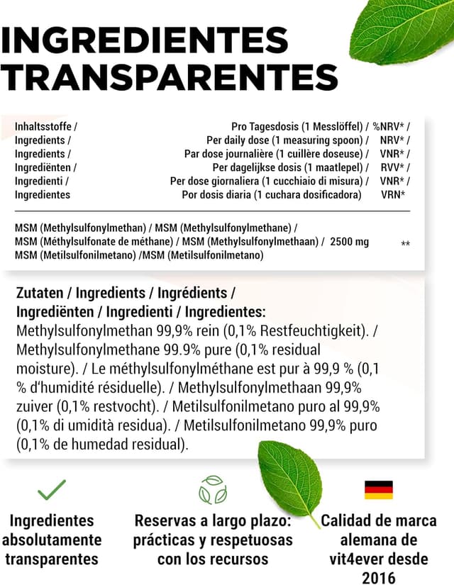 Thumbnail 4 de MSM en Polvo 1 kg 99,9% Metilsulfonilmetano