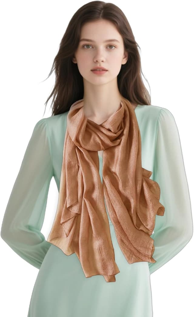 Detalle 2 de MAIRY women’s lightweight scarf (silk-feel hair wrap, shawl & beach wrap) 190 x 100cm