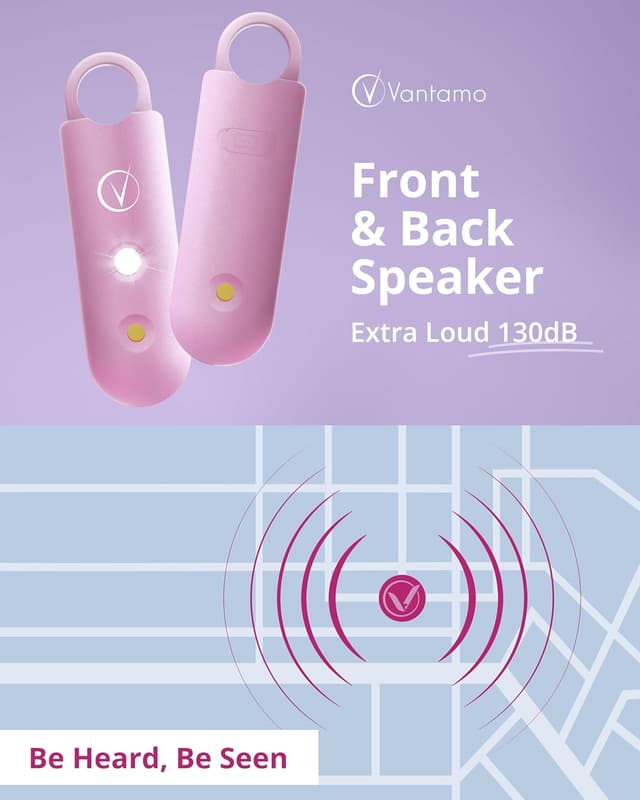 Detalle de Vantamo Personal Alarm 130 dB keychain 🔑