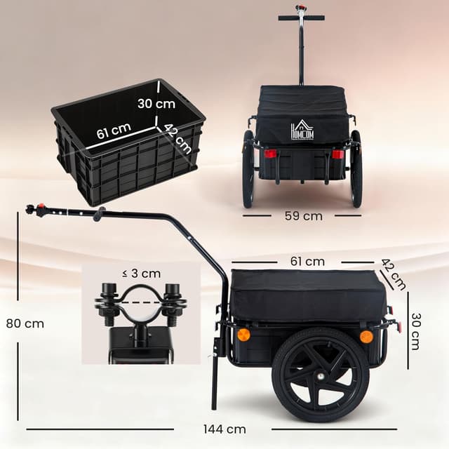 Thumbnail 6 de HOMCOM Remorque vélo 144 L