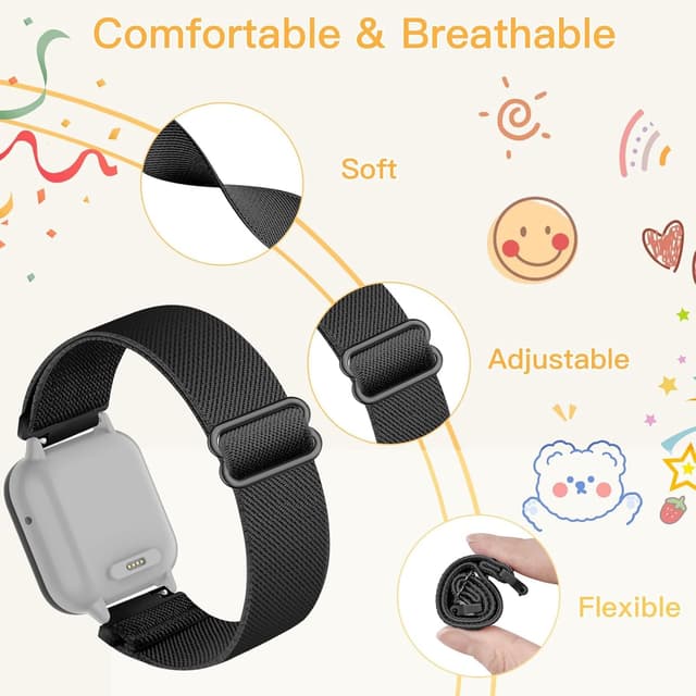 Detalle 2 de Wizvv 3er-Set Nylon-Armbänder (20 mm) kompatibel mit Xplora X6 Play/X6 Pro, Anio 5/6