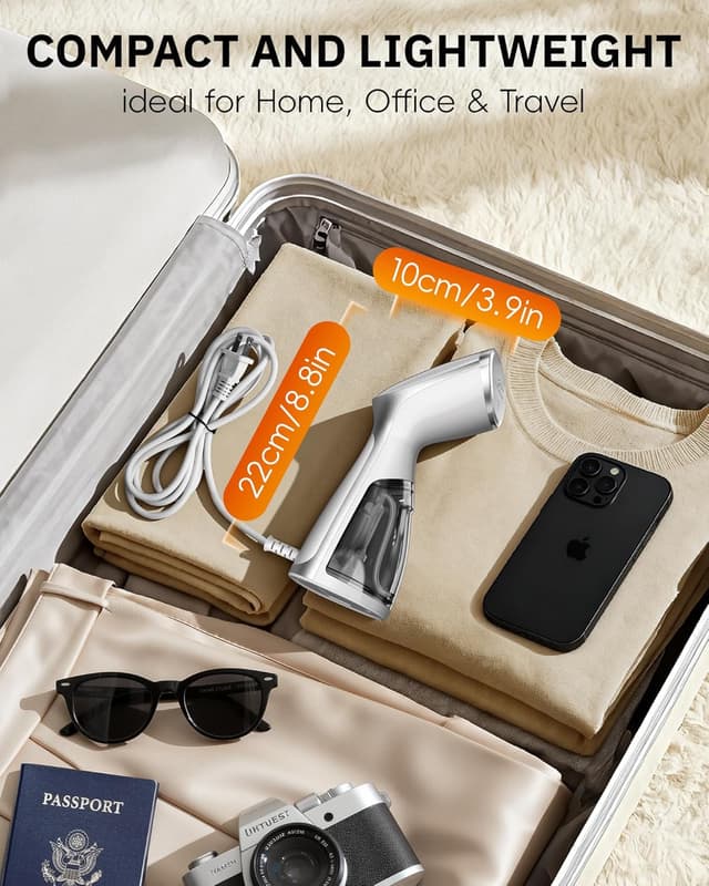 Detalle de OGHom 1000W Portable Travel Handheld Steamer (120V Only) – White