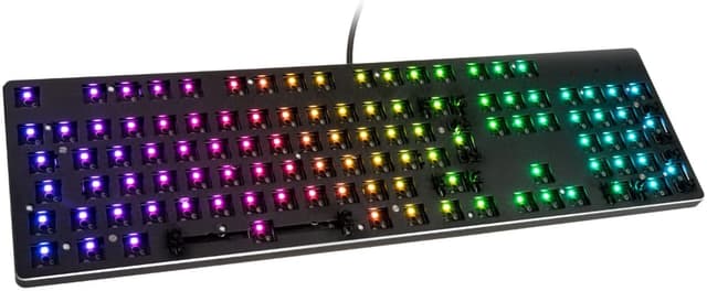 Detalle de GLORIOUS Gaming GMMK Full Size 100% Barebones (cadre uniquement) — clavier mécanique hot-swap RGB par touche en ISO international/Europe, noir