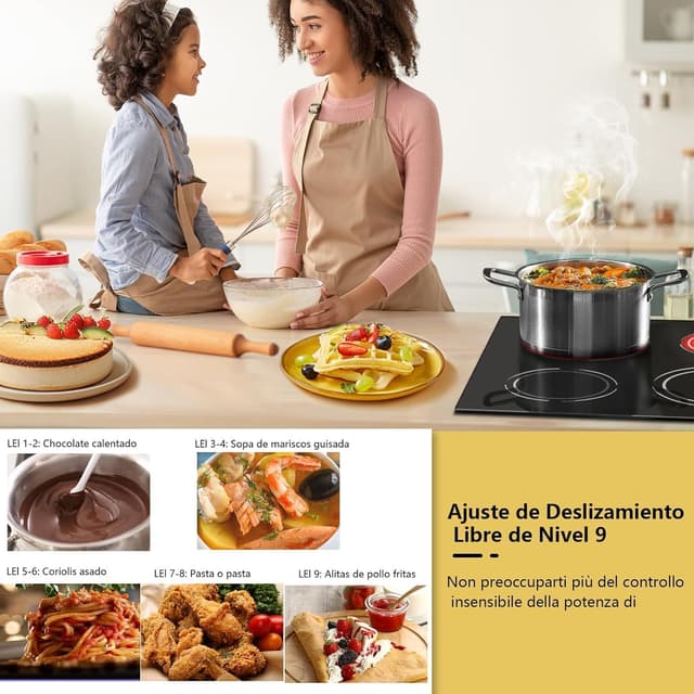 Detalle 2 de Glaskeramikkochfeld 4 Platten mit Drehknopf 60 cm