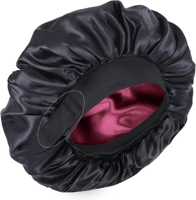 Detalle de XRACEPHOL Silk Bonnet for Sleeping – Double Layer Satin Adjustable Bonnet (for Black Women)