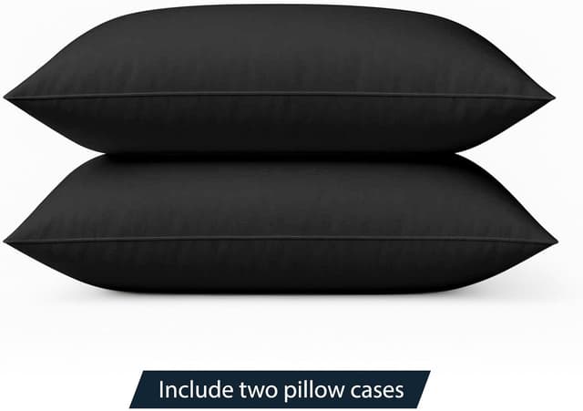 Detalle de CHCOMFORT ChComfort Deep King fitted sheet with 2 matching pillowcases in black microfibre