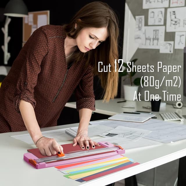 Detalle 2 de Firbon A4 Paper Cutter 12 Inch Titanium Paper Trimmer (Pink) for Scrapbooking & Card Craft