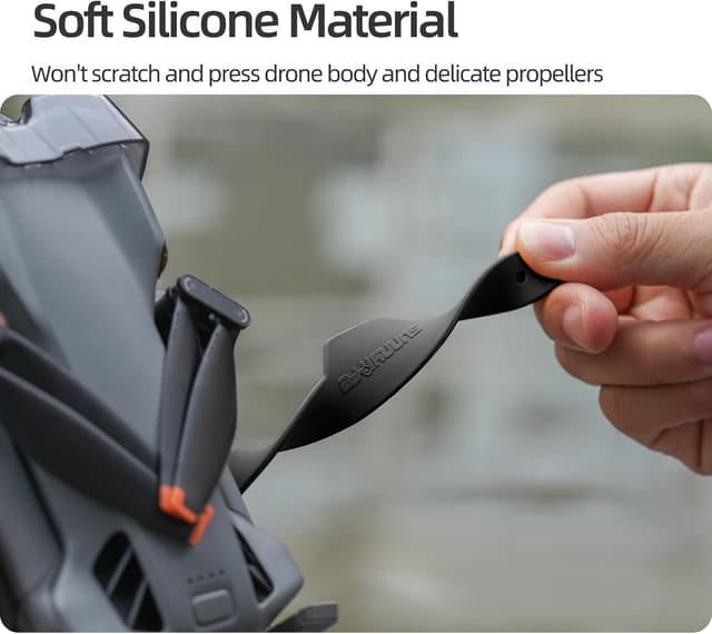 Detalle de DJI Mini 5 Pro propeller holder in orange