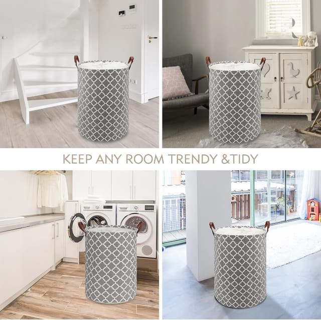 Thumbnail 6 de Maxsilan 80L X-Large Laundry Basket with Drawstring (Collapsible, Grey)