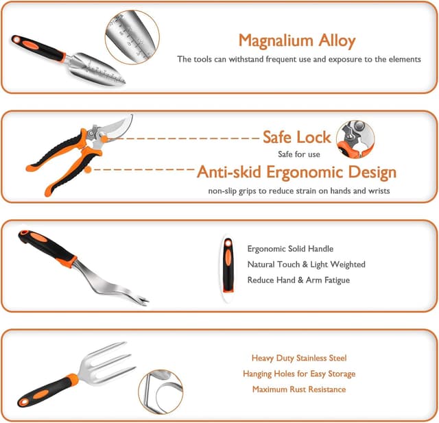 Detalle de ABRFC Garden Tool Set 11-piece aluminium kit