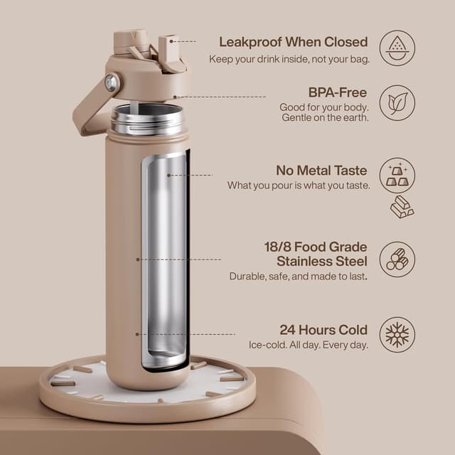 Thumbnail 4 de ENCOOL 26 oz Insulated Water Bottle with Straw 🚰