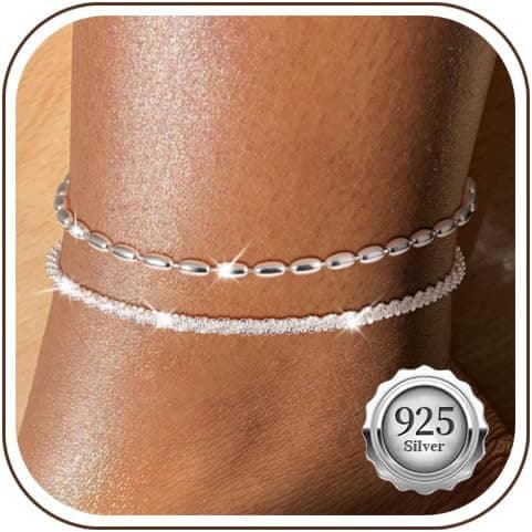 Detalle de Kenivira Fußkettchen für Frauen – mehrschichtig, wasserdicht & einstellbar als Set