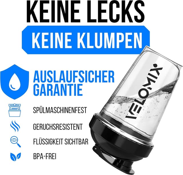Thumbnail 2 de VELOMIX 2er-Set Eiweiß-Shaker (600 ml) – auslaufsicher, BPA-frei, spülmaschinengeeignet