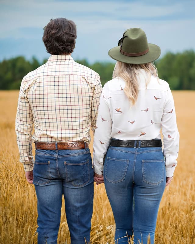 Detalle 2 de Beltroad 2er-Set Western-Gürtel ohne Schnalle für Herren (3,8 cm) – Wechselgürtel mit Schnapp-System