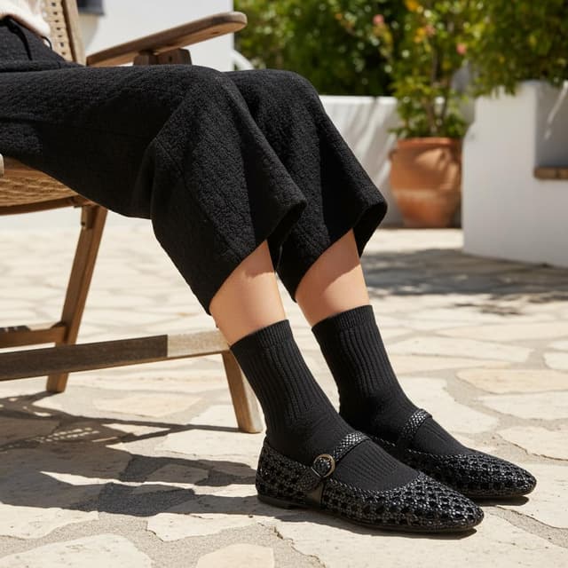 Detalle de CUSHIONAIRE Weston Women’s Mary Jane Ballet Flats with Adjustable Ankle Strap