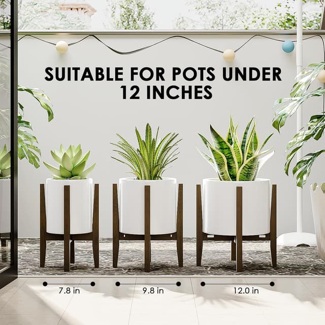 Detalle de Bamworld porta piante da interno/esterno regolabile in bambù per balcone (vaso non incluso)