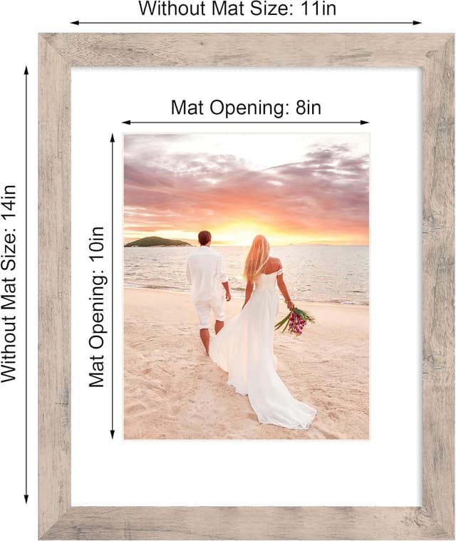 Detalle de iRahmen 11x14 Picture Frame Set of 4 with Tempered Glass (Smoke Gray, Rustic Wood Look)