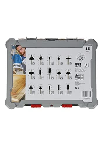 Detalle de Bosch Professional Set Mixto de 15 piezas para fresadoras 🛠